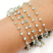 Larimar Gold Plated Wire Chain.